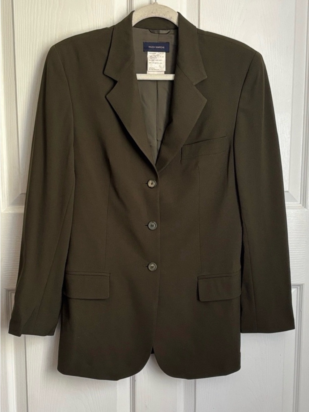 Piazza Sempione Wool Blend Olive Green 3 Button Blazer Jacket Size 42 IT 6 in US